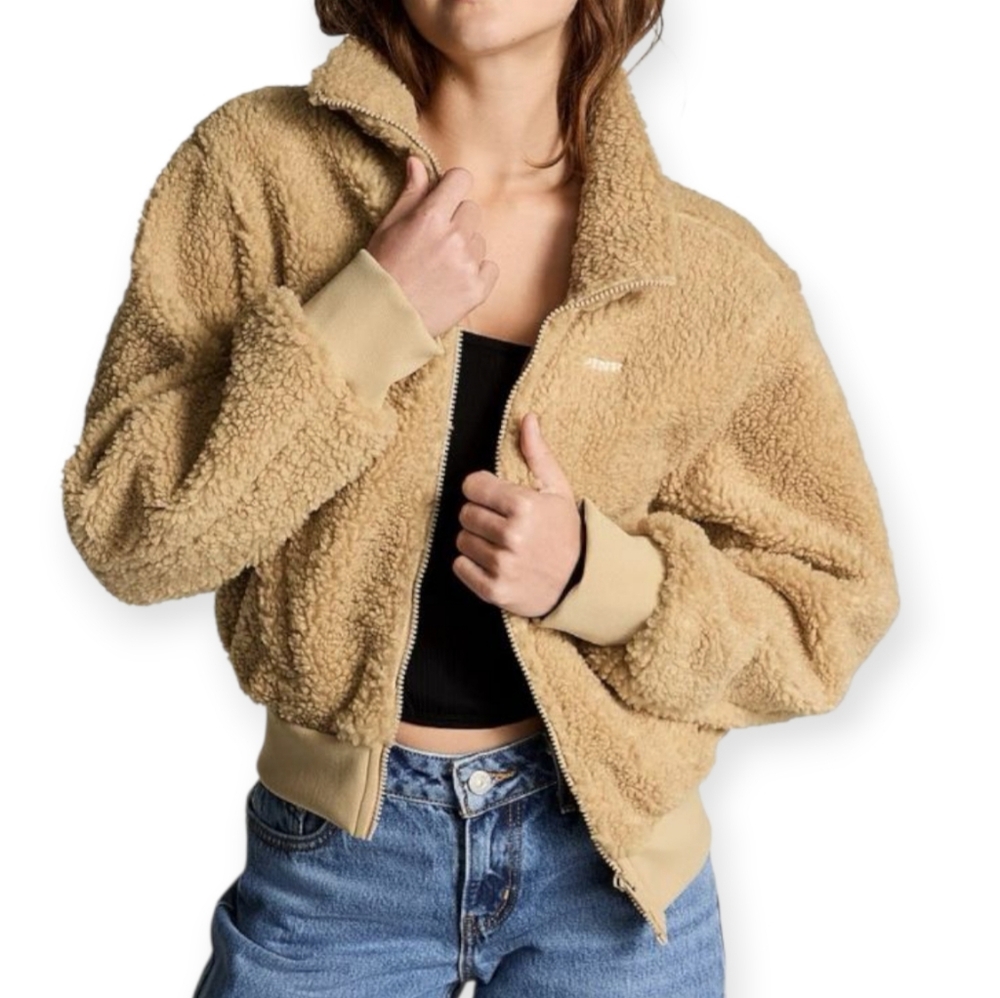 PINK Victoria's Secret Tan Teddy Jacket Sz.M NWT